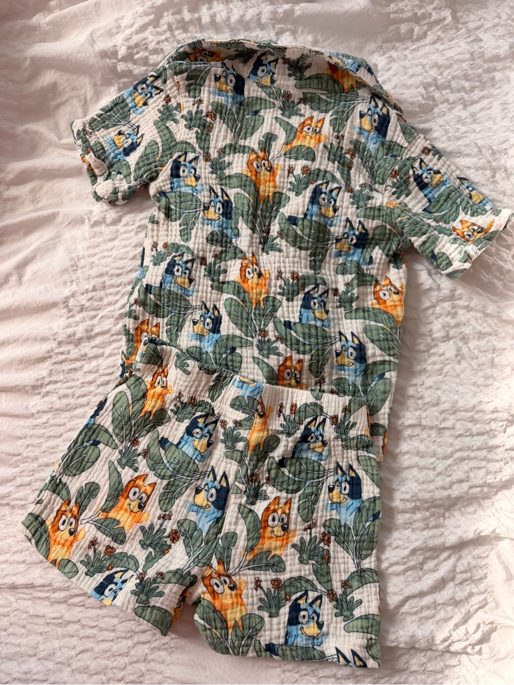 Kids Bluey Short Sleeve Shirt Set - Green/Orange - Picture 3 of 3